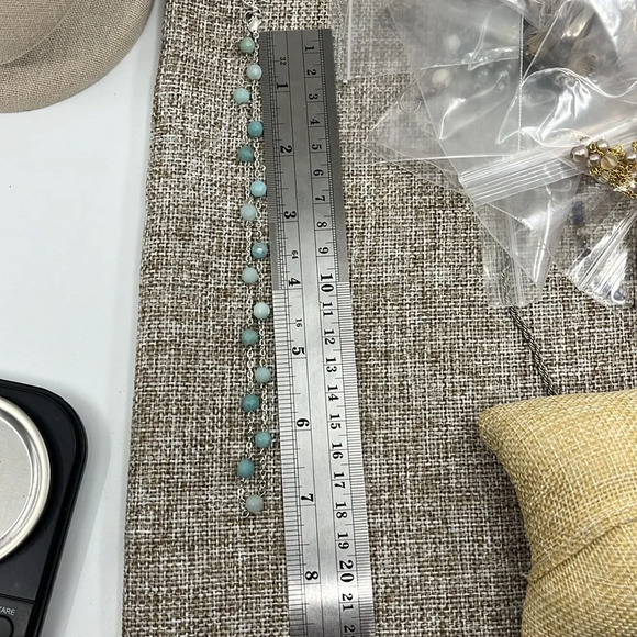 Vintage Napier Silver Tone Necklace with Aqua Blue Stones 14"-16" - Picture 6 of 10